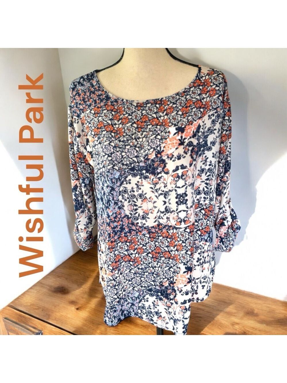 Wishful Park-medium women’s blouse with gold button down back.  So pretty!  EUC!